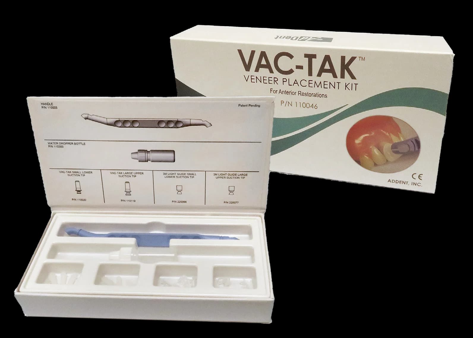 Kit VAC-TAK con su estuche abierto y la caja